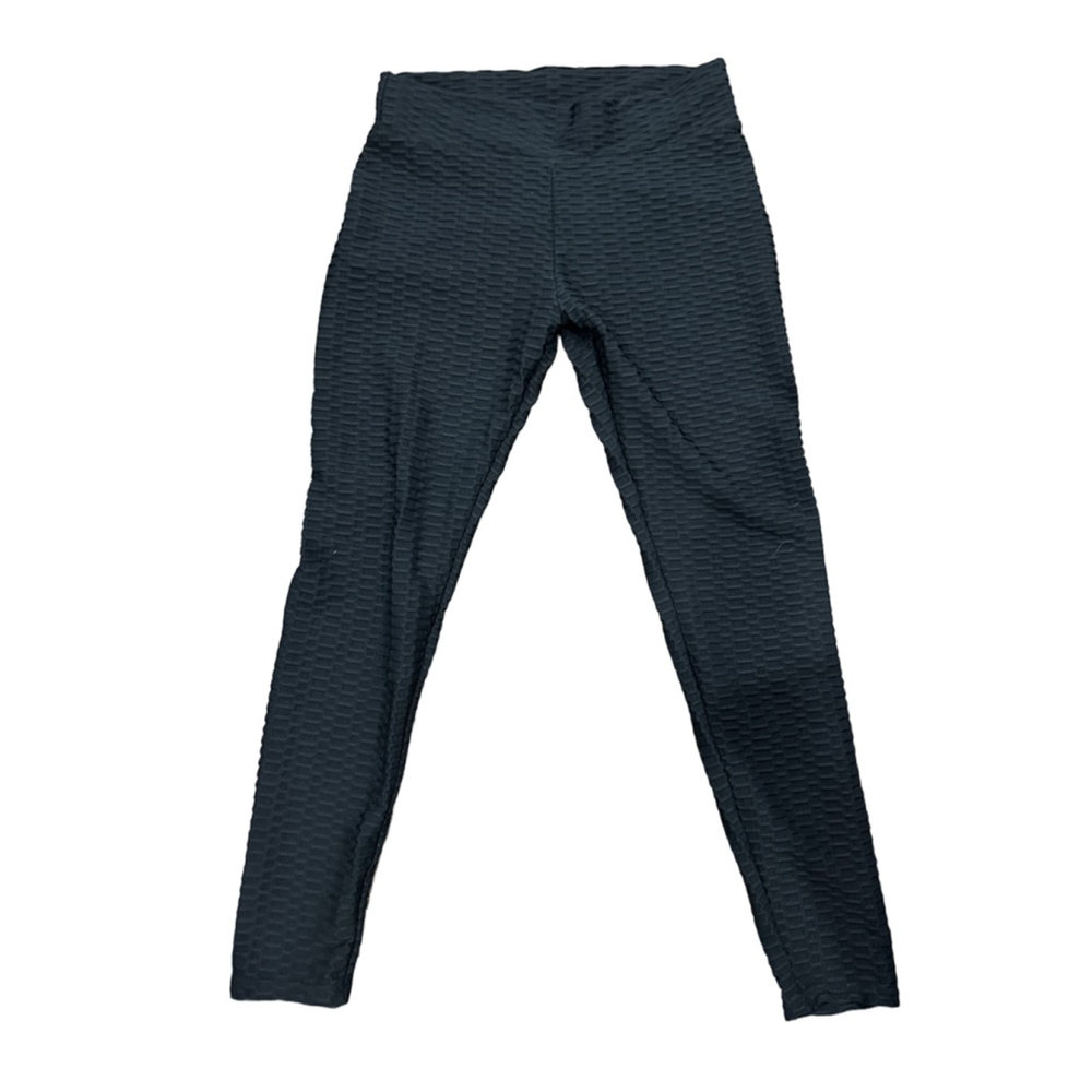 Women's Black Textured Leggings XL
